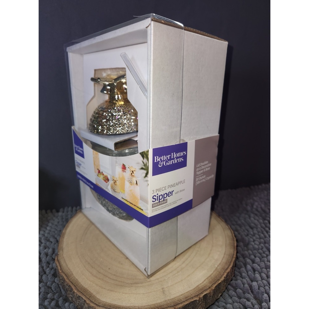 NEW~ Better Homes &‎ Gardens 20 Ounces Pineapple Sipper Glass Aloha Cocktail - Picture 10 of 10